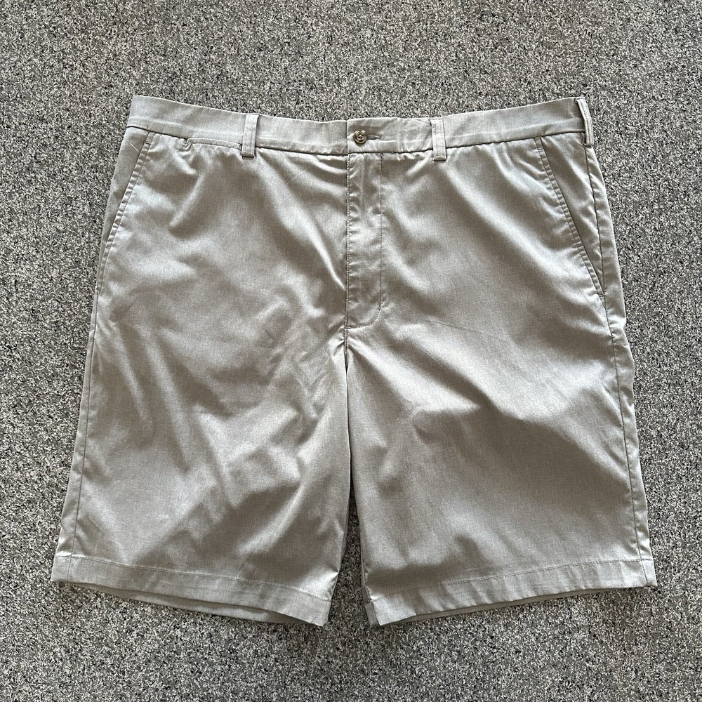 PGA‎ Tour Golf Shorts Men's 40 Stretch Flex Flat Front Beige Khaki 9.5" Inseam